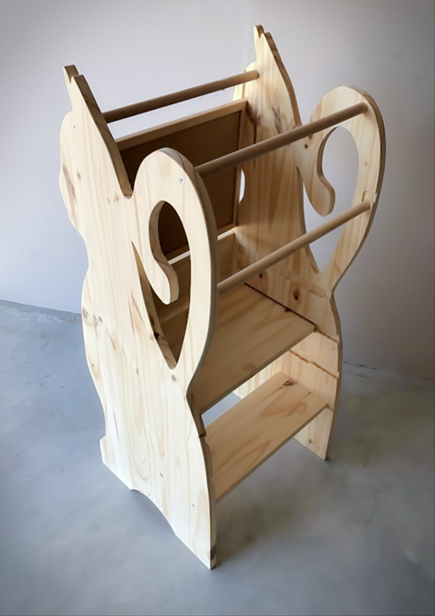 Adjustable Montessori-inspired Cat design learning tower with removable board