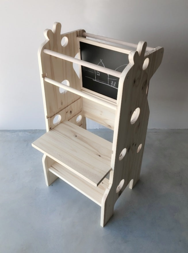 Tour d'apprentissage évolutive design Animal Montessori avec tableau amovible