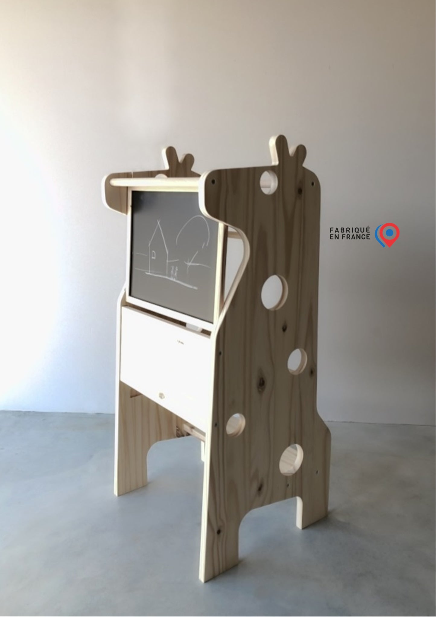 Tour d'apprentissage évolutive design Animal Montessori avec tableau amovible