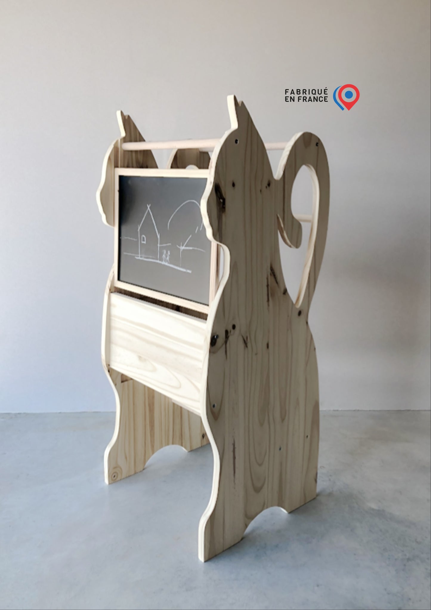 Adjustable Montessori-inspired Cat design learning tower with removable board